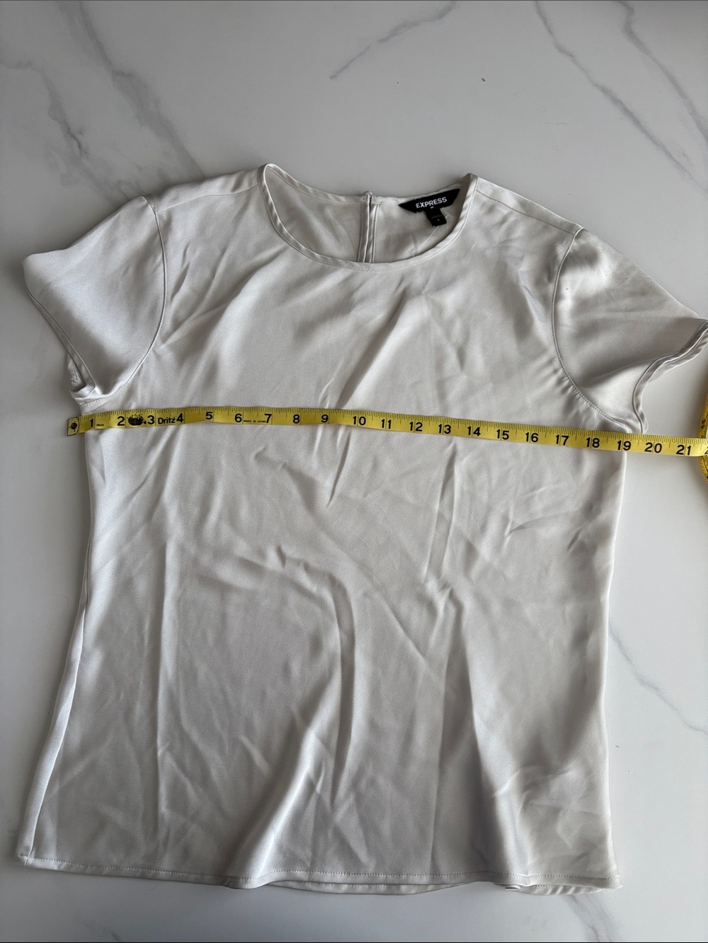 Express shimmer silver Short Sleeve Crewneck Top